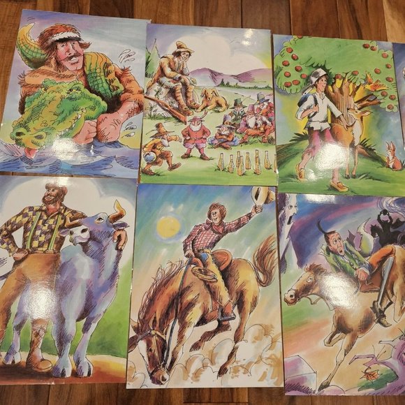 Retro Laminated Folk Tales Men Legend Wall Art Laminated Lot Of 8 12 x 16 Decor - Picture 2 of 12